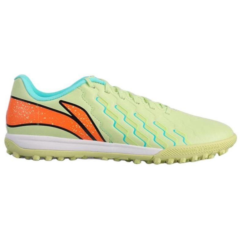 Li Ning Jin Comfortable Simple Artificial Turf Natural Grass Non-Slip Wear-Resistant Football Shoes Men Football Shoes Green Orange YSTU005-3