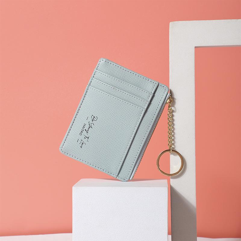 Women's Solid Color Card Holder & Coin Purse with Multi-Card Slots and Keychain