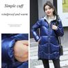 Winter Women Mid-length Parkas Jackets Casual Female Thicken Warm Hooded Jackets Coat Windprood Shiny Parka Coat with Fur Collar