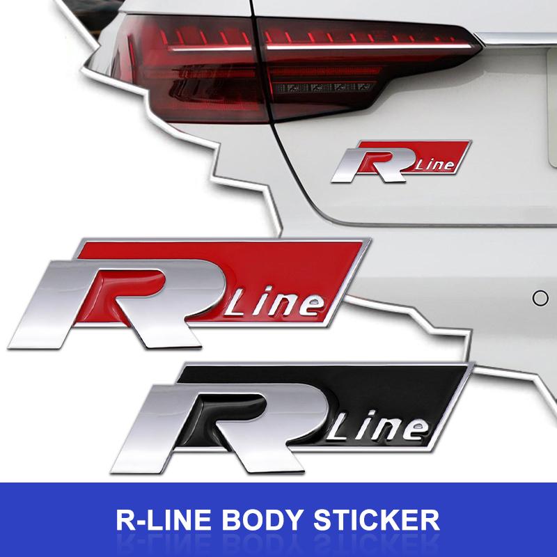 3D Metal VW R Line Rline Emblem Sticker Logo Rear Trunk Badge Decals Caps For VW CC Golf 6 7 GTI Tiguan Passat B5 B6 B7 Jetta