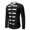 Men's Stand Collar Contrast Panel Dress Shirt Long Sleeve Fashion Slim-Fit Top for Men Spring Autumn Multi-Color Male Formal Blouse