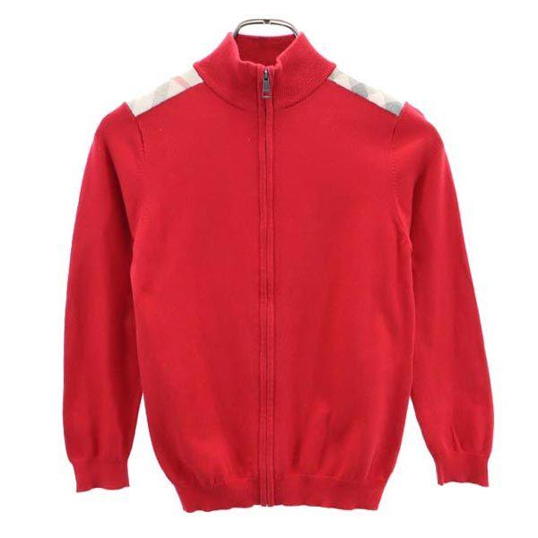 Burberry Sanyo Shokai Long Sleeve Knit Zip Jacket 10Y 140 Red Series Kid's Used