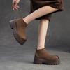 Johnature Genuine Leather Thick Soled Ankle Boots Retro Back Zipper Cowhide Commuting Women's Platform Shoes