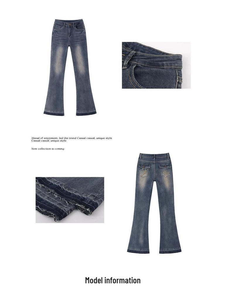 Retro Spicy Girl High-Waisted Micro-Flare Jeans - Women's Slimming Wide-Leg Pants for Spring & Autumn