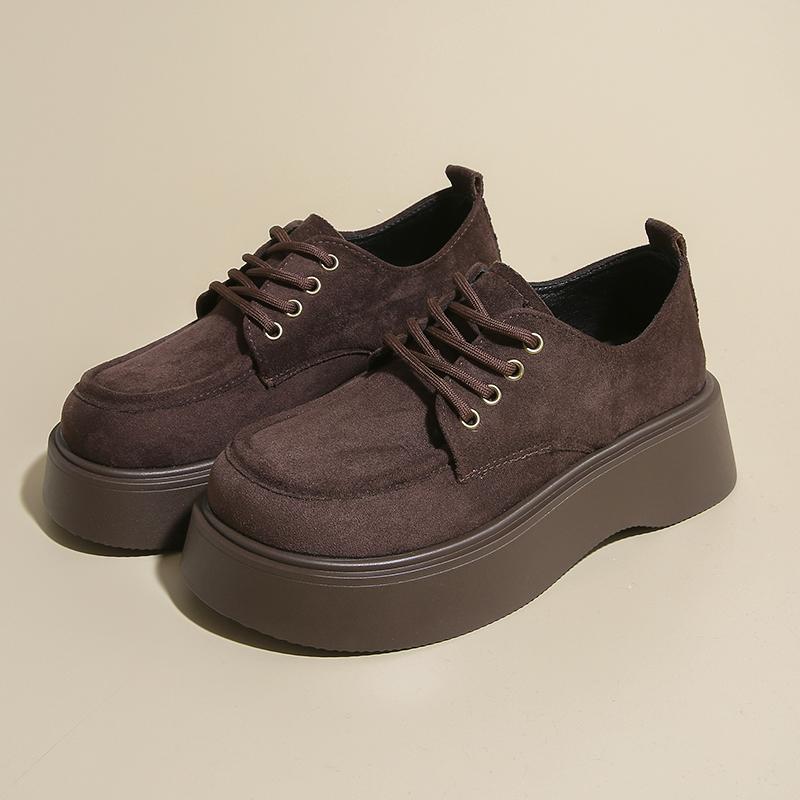 

CRLAYDK Retro Women s Platform Slip On Loafers Vintage Casual Suede Ladies Work Comfortable Walking Height Increase Shoes 35