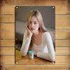[Brand] Retro Vintage Metal Sign - 2D Wall Art Home Decor with Elegant Woman Portrait, Rustic Minimalist Advertising Sign