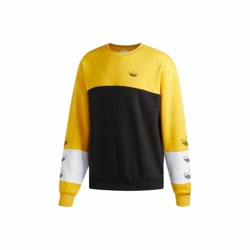 adidas Originals Men s Yellow Sport Patchwork Collarless Pullover Sweatshirt S жёлтый