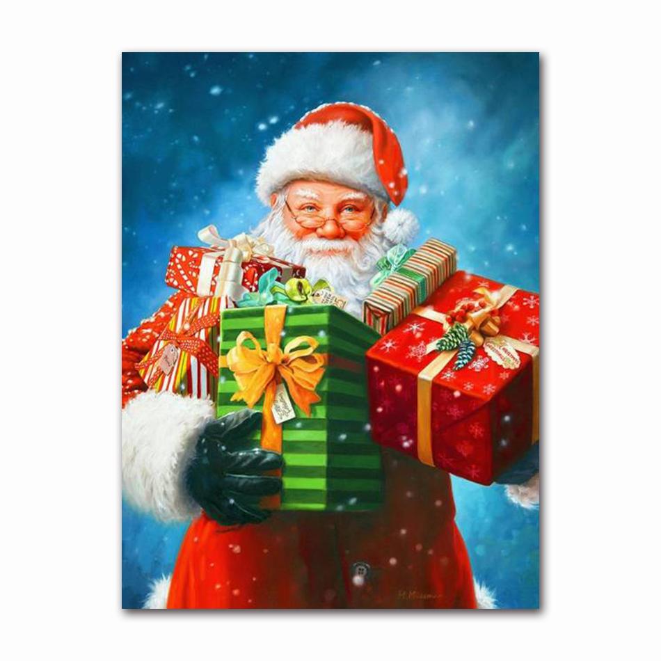 Happy New Year Christmas Series Canvas Painting Santa Lantern Posters and Prints Modern Wall Art Picture Bedroom Decoration