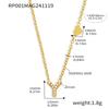 Qiong Yao 26-Letter Zircon Inlaid Jewelry Set: Gold-Plated Titanium Steel Necklace, Bracelet, Ring, and Stud Earrings.