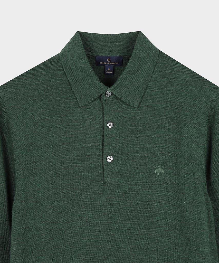 BROOKS BROTHERS Merino Wool Polo Sweater (Dark Green) (Bbwtmf9639Jew)