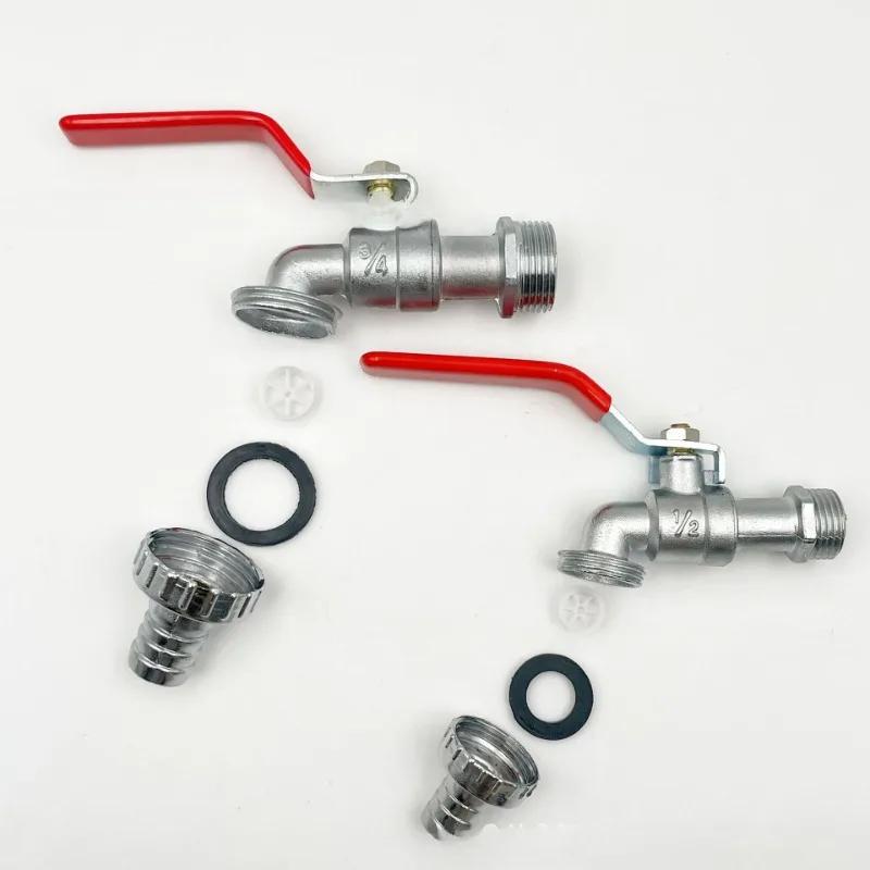 Red 3/4 Inch Zinc Alloy Lever Water Tap Faucet Ball Type Valve Red Handle Hose Plug for Washing Machine Garden Watering