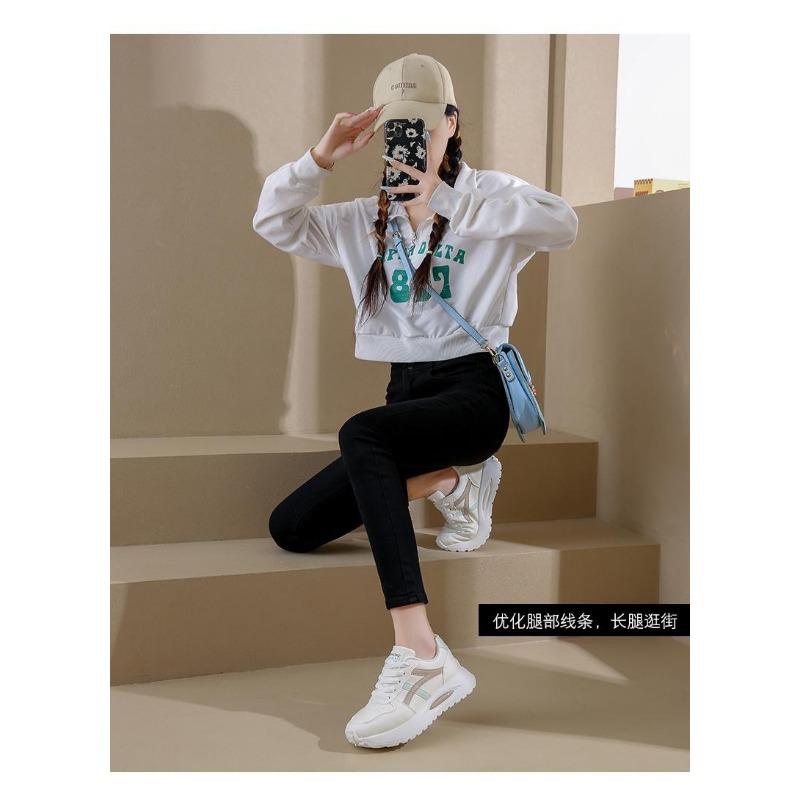 Casual Thick Sole Height Increasing Korean Style White Running Sneakers For Women