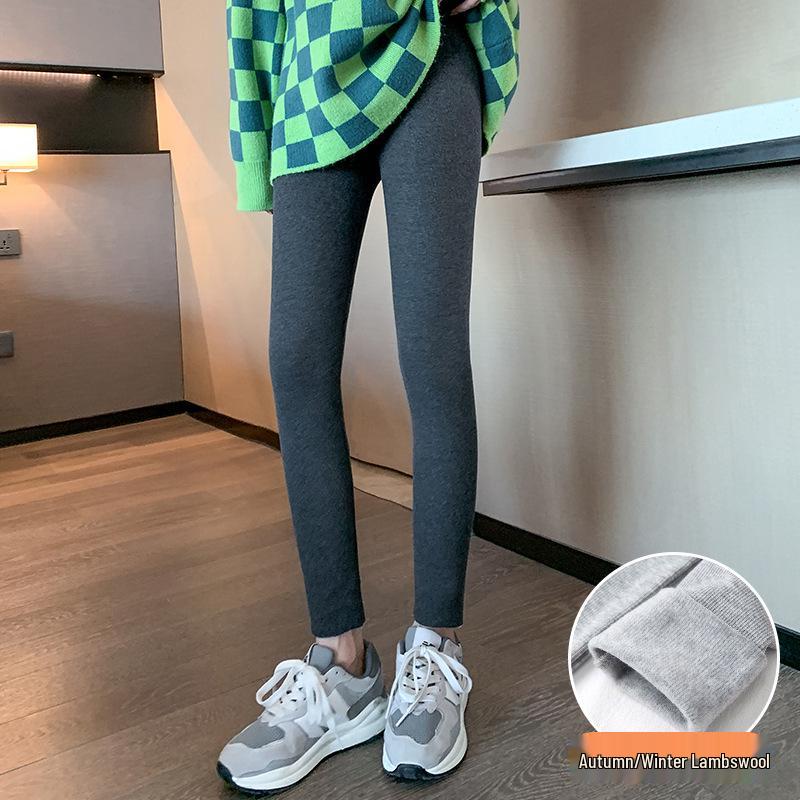 

Women s Thickened Lambswool Leggings, High Waist, Embroidered Waist, Fleece-Lined, Vertical Stripes, Warm Autumn/Winter Pants. L (Recommended 40-63kg)