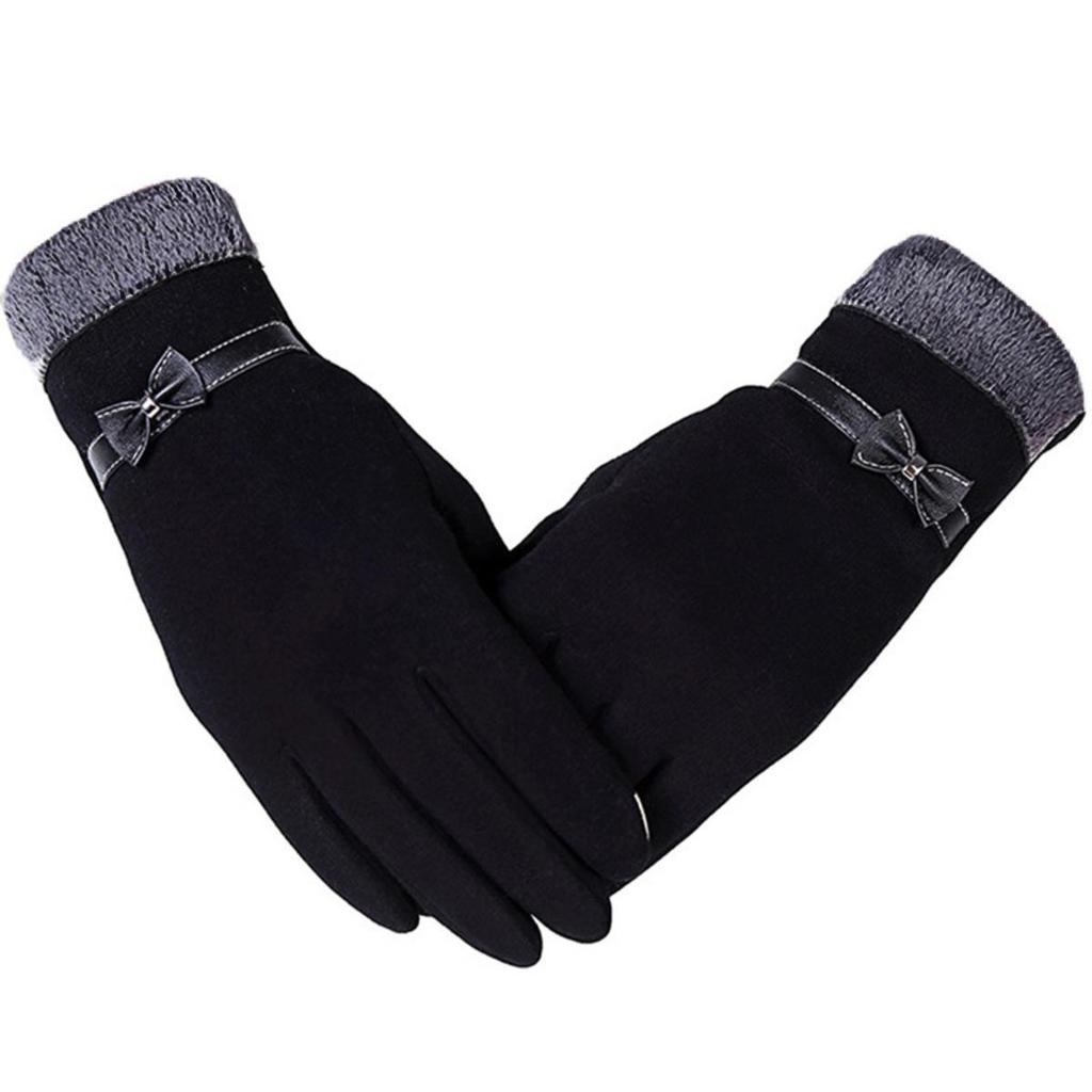 Fashion Grace Lady Gloves Autumn Winter Cute Bow-Knot Warm Full Finger Mittens Women Outdoor Windproof Sport Female Gloves