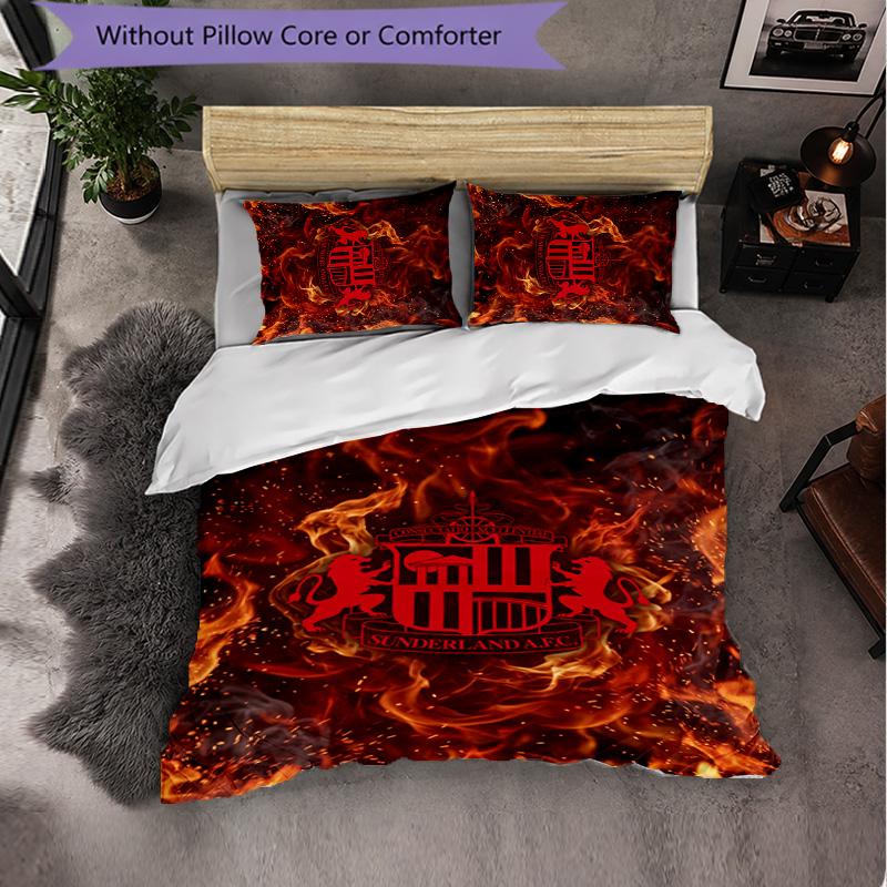 Set Biancheria da Letto a 3 Pezzi Sunderland Football Morbido Set Copripiumino con Federe Set Decorazione Camera da Letto per la Casa
