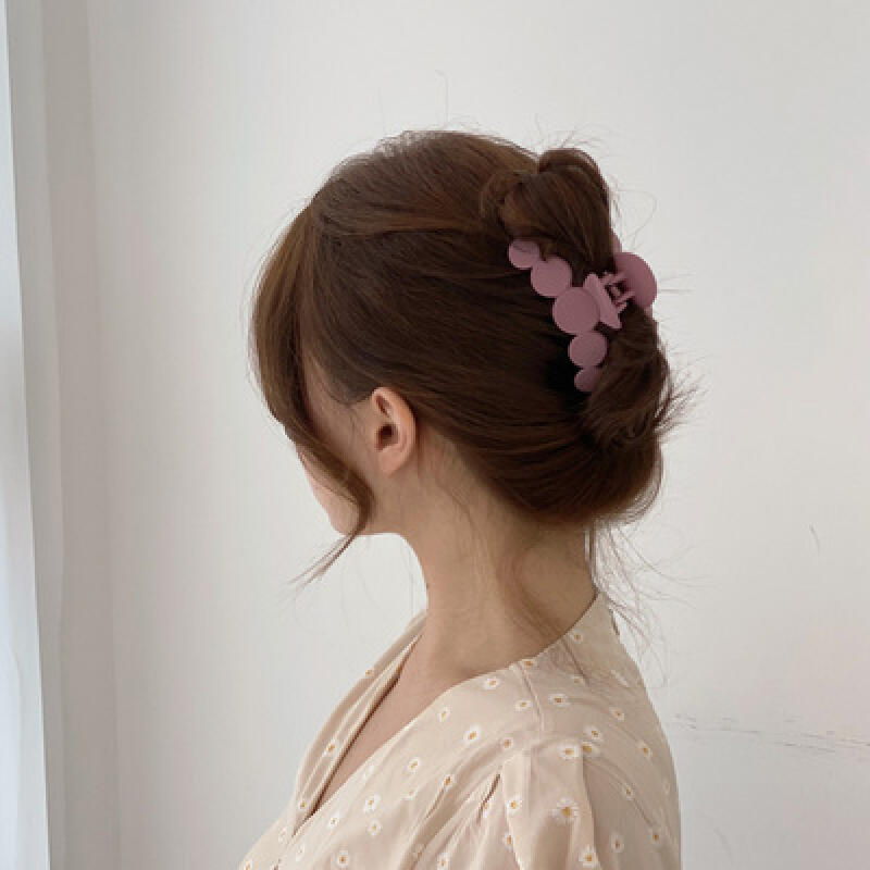 

6-color round matte hair clip pink