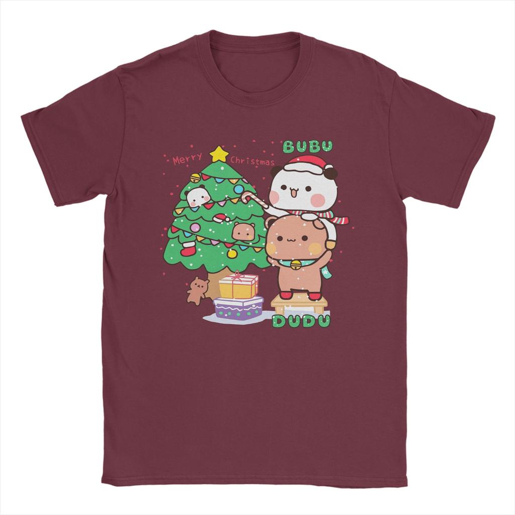 Bubu Dudu Xmas-Adorable Eco-Friendly Panda Couple Merry Christmas Gifts! Men Tee Shirt Short Sleeve Crew Neck T-Shirts Clothing
