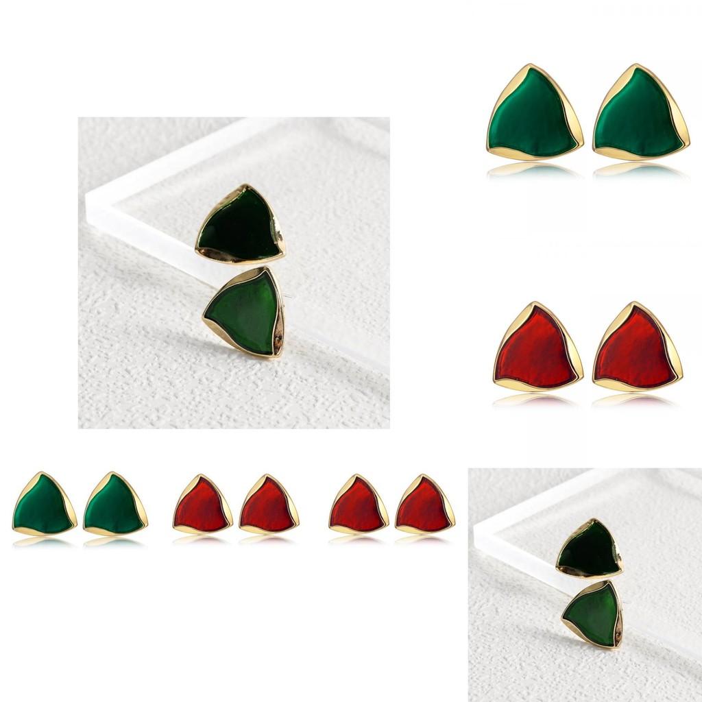 Stylish Geometric Alloy Earrings Modern Versatile Triangular Studs For Women