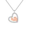 Color Separation Heart Necklace, Mother Gift Love Footprint Baby Love Footprint Necklace