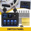 4 Gang Blue LED Waterproof Rocker Switch Breakers Panel Car Marine Boat RV EOA