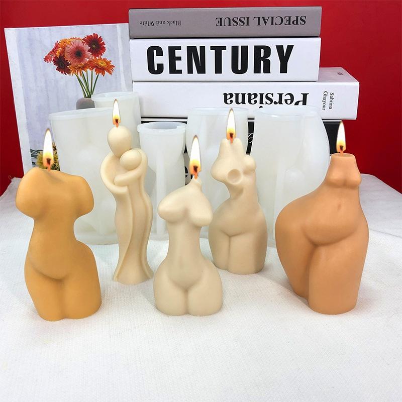 Halvkropp Kvinne Stearinlys Silikonform DIY Enkel Abstrakt Menneskekroppskunst Ornament Resin Silikonform Gipsform Såpeform