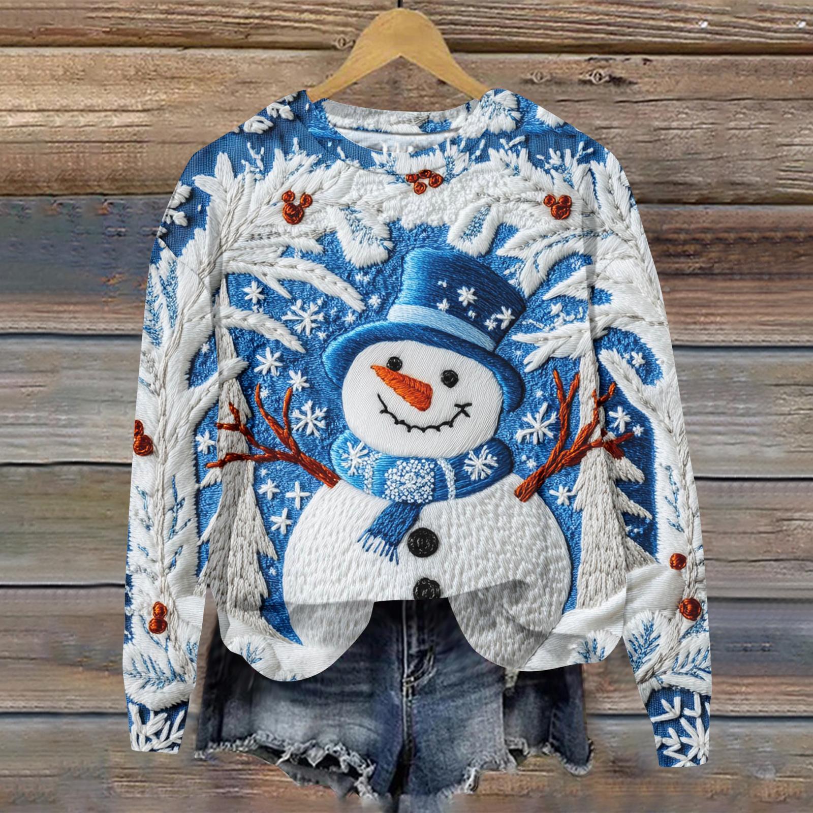 

Женский рождественский спортивный худи с длинными рукавами и круглым вырезом M циан