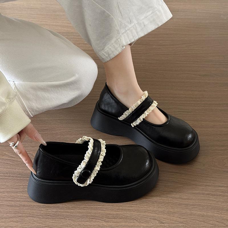 College style skirt small leather shoes 2025 spring new lace lace Velcro loafers women's Japanese JK single shoes