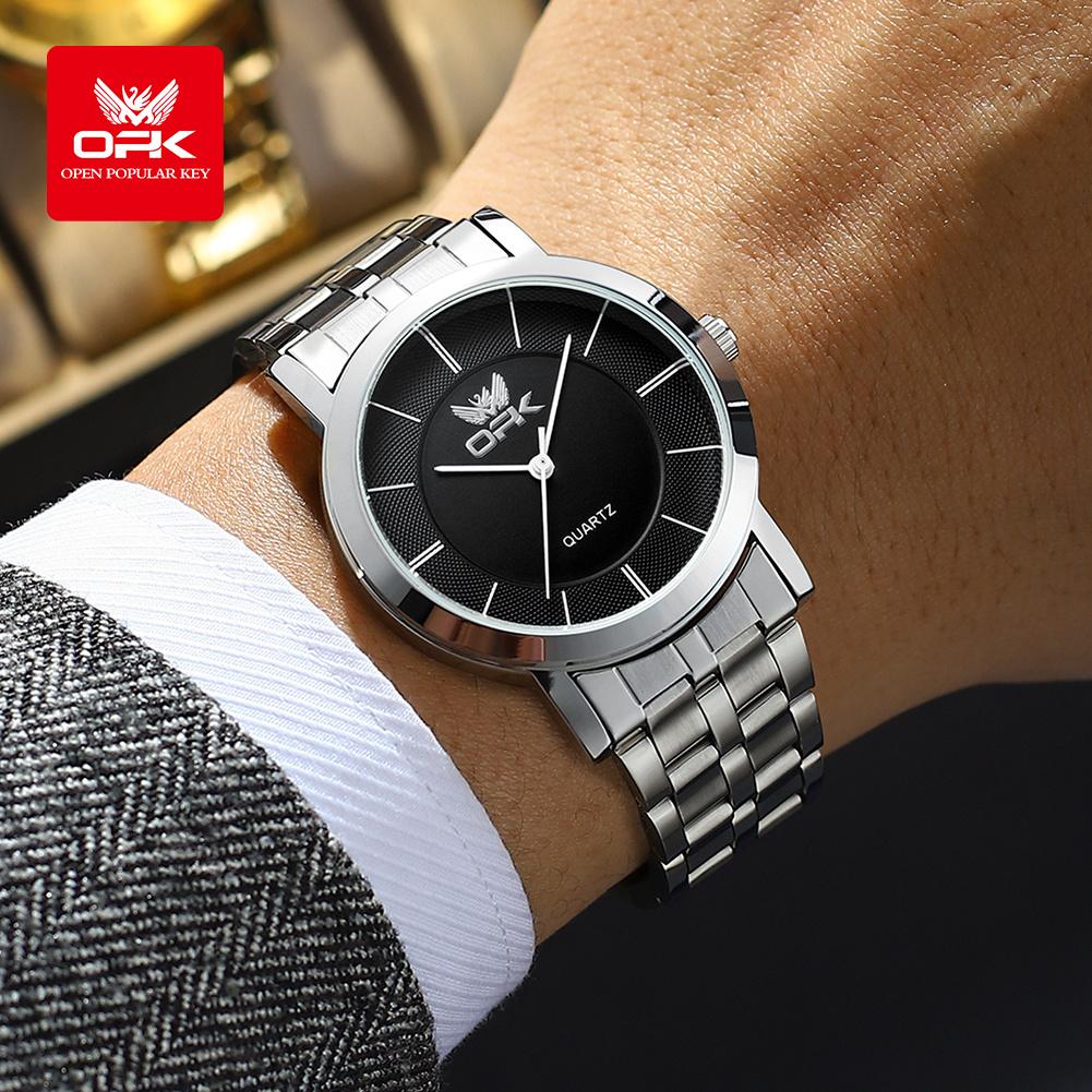 OPK Brand Men's Steel Strap Watch Simple and Fashionable Quartz Waterproof 6019