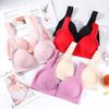 Women's Front Button Bra Without Steel Ring Gathered Thin Cup Four-Breasted Underwear