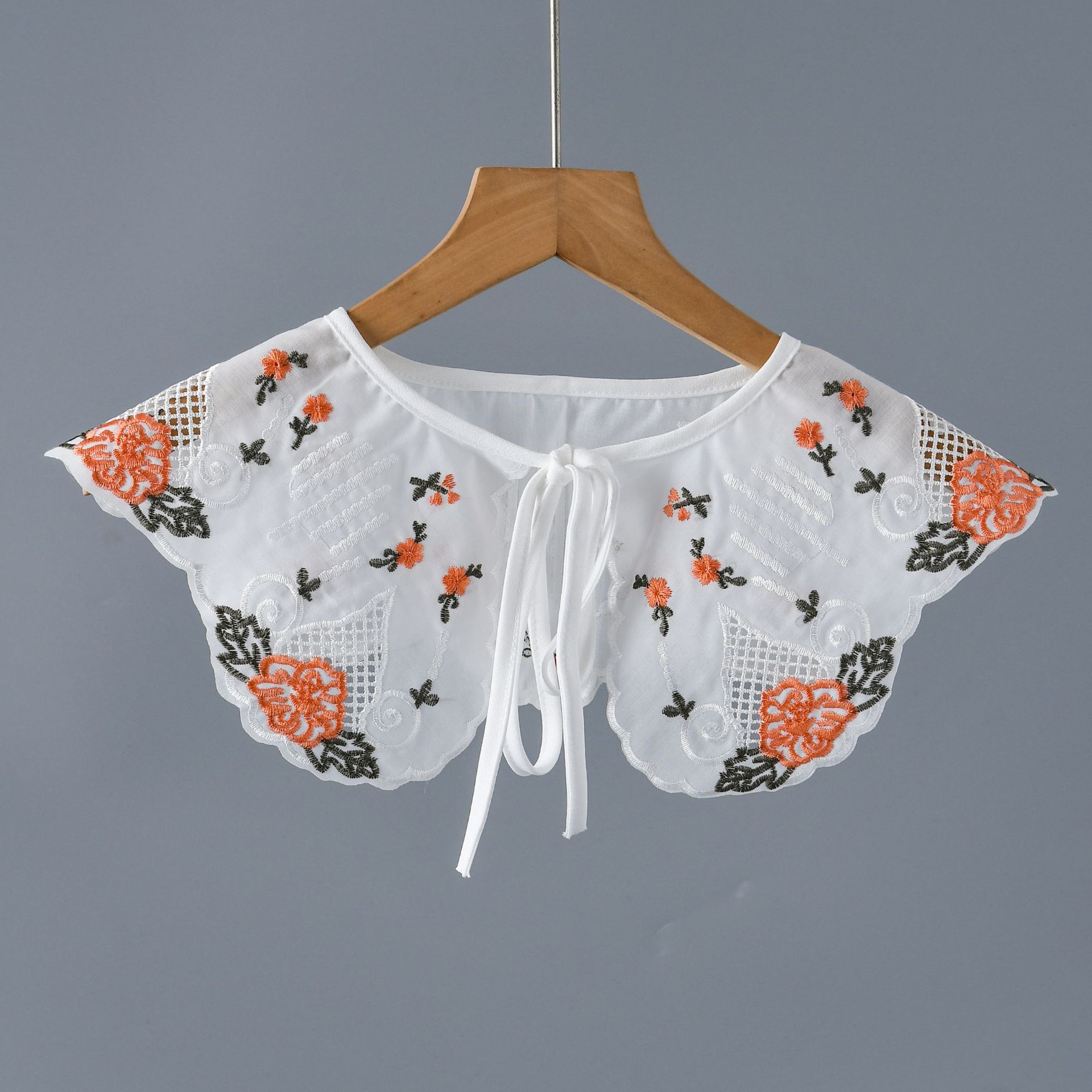 

Женская вышитая цветочная блузка с лацканами, съемный воротник, шаль, женская винтажная рубашка, поддельный галстук, аксессуары для поддельного воротника