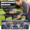 Gas Burner Barbecue Grill, 2 Burner Gas Grill with Side Tables, Warming Rack, Shelf, Thermometer, Grease Tray, Black