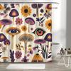1-pack bright mushroom and floral print polyester shower curtain, beautiful design, perfect for home bathroom decoration