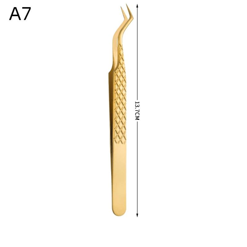 1Pcs Fiber Tip Gold Stainless Steel Lash Pickup Tool Eyelash Extension Tweezers For Volume Fans Classic Lash Isolation