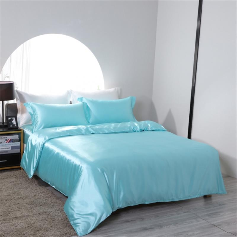Luxury Mulberry Silk Bedding Set with Duvet Cover Fitted/Flat Bed Sheet Pillowcase Blending Silk Sheet Set Silky Satin Bedsheet