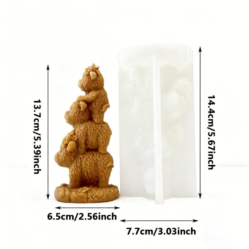 Stacked Highland Scottish Long-Haired Cow Silicone Mold, Resin Liquid Mold, Simulated Cute Long-Haired Cow Family Stacked Highl