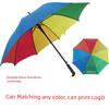 24-Rib Waterproof Umbrella with Curved Handle, Straight Pole, Impact-Resistant Fabric, Safety Umbrella, Automatic Promotional Umbrella, Rainbow