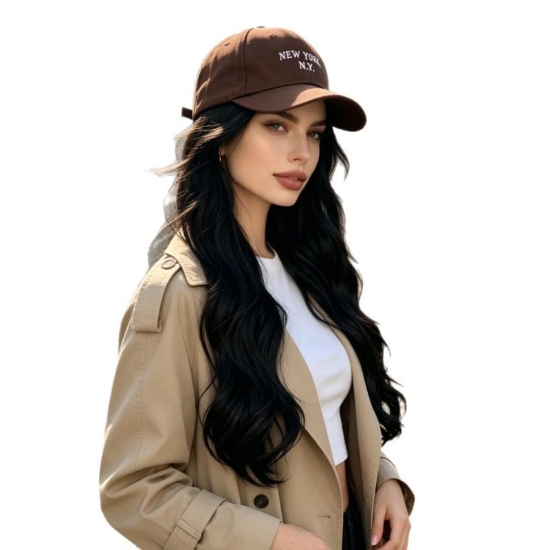 Wig Cap Long Wavy Hair Wave Synthetic Daily Use Black