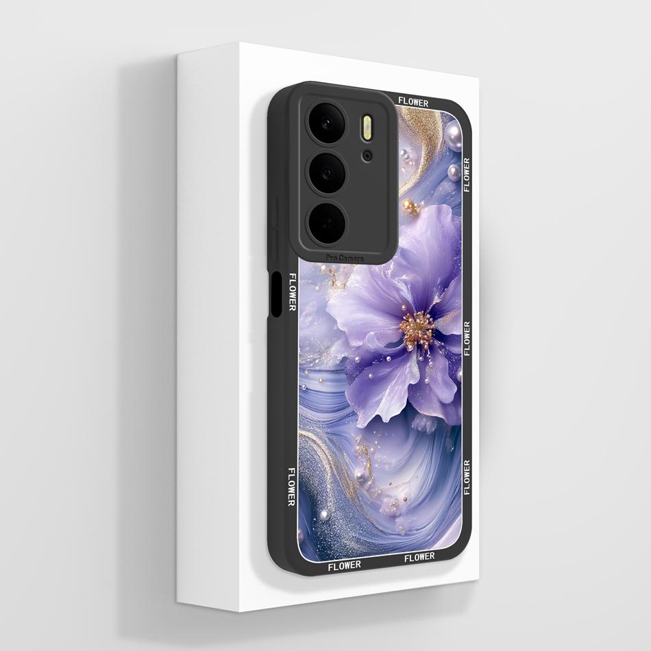 For Realme C75 C75X C73 C71 Case Painted Flowers Soft Liquid Silicone Back Cover For Realme C 75 Full Protection Phone Bumper