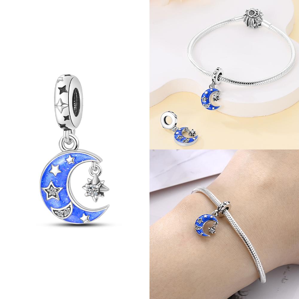 

Girl Original Charms Azure Crescent Nightlight Butterflies Astronaut Beads Fit Bangle Metal Accessory Making Make your own Accessory Elegant Fashion