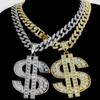 Wysokiej jakości wisiorek z symbolem USD wysadzany diamentami Hip Hop Kubańska Biżuteria