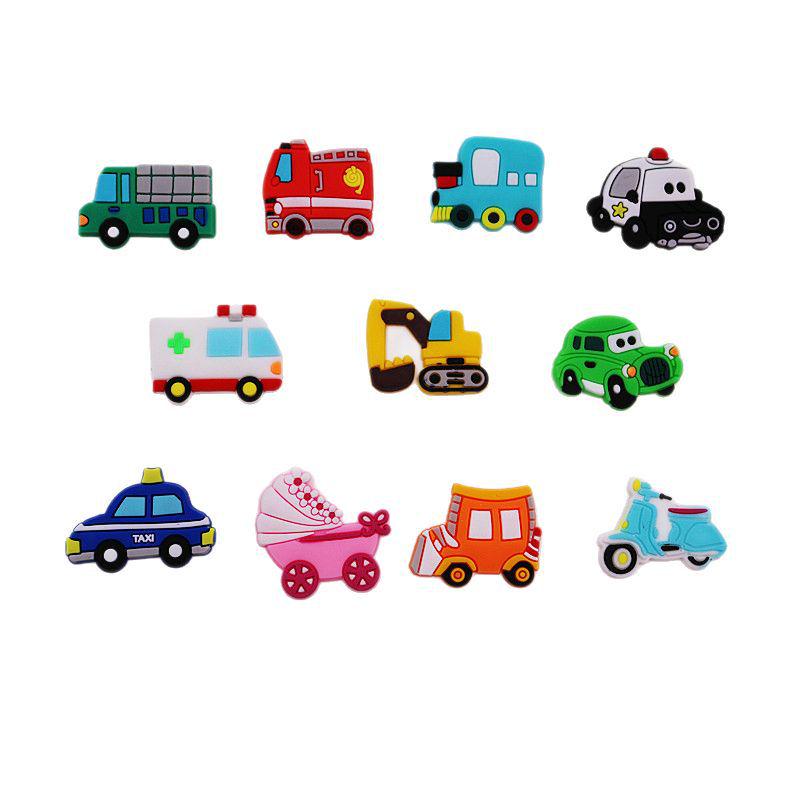 Cartoon Small Car PVC Rubber Patch: Anti-Collision Fridge Magnet & DIY Kids' Hair and Shoe Decor