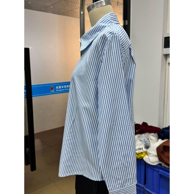 Women Loose Striped Lazy Style Casual Vacation Shirt Top