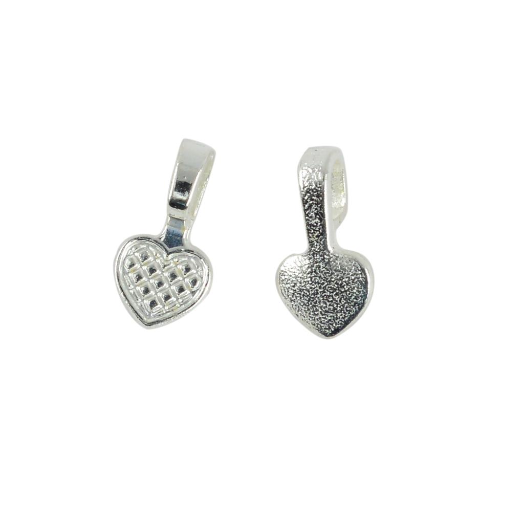 100 Pieces Shiny Heart Glue on Bails Setting For Necklaces Earring Pendant Jewelry Design