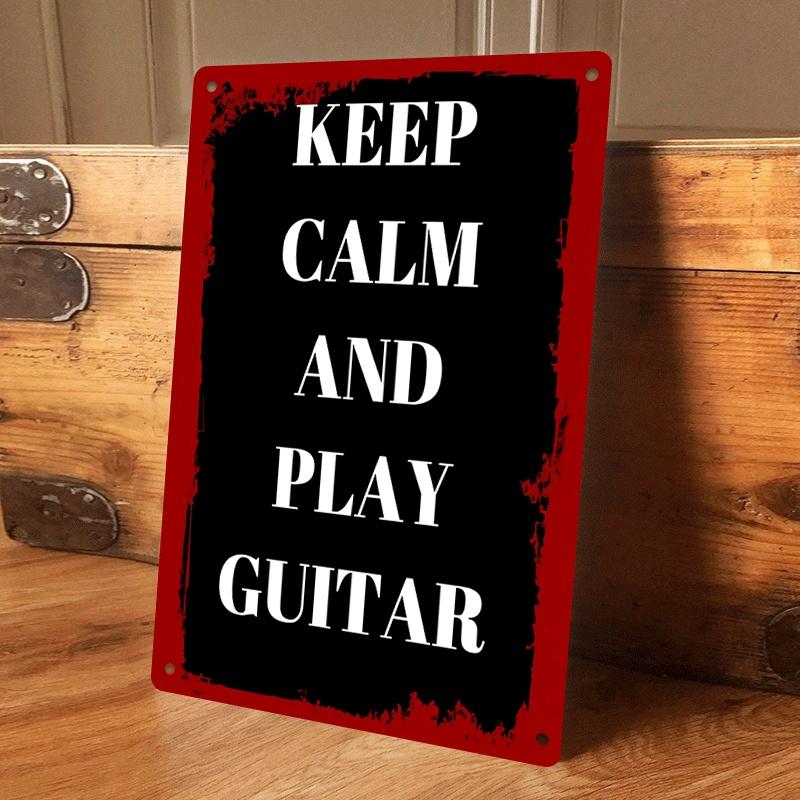 

1 item: Keep Calm While Playing Guitar tinplate wall hanging, retro style home decor, suitable for music lovers and guitar ent (as the picture,20x30cm)