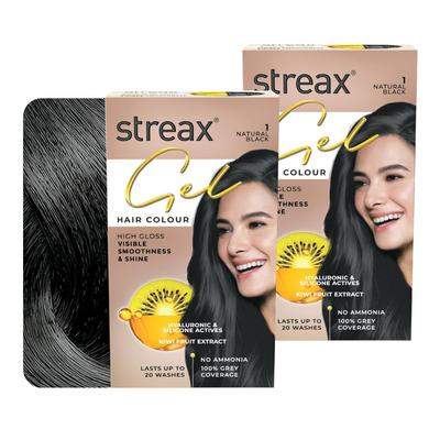 Gel Haarfarbe Naturschwarz 150 ml Packung mit 2 für Damen und Herren 100 Prozent Grauabdeckung Ammoniakfrei