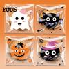 Cute Cartoon Treat Pouches 100 Pcs Small Halloween Bags, Self Adhesive Seal Clear Candy Dessert Plastic Bags for Treats Cookie Trick or Party