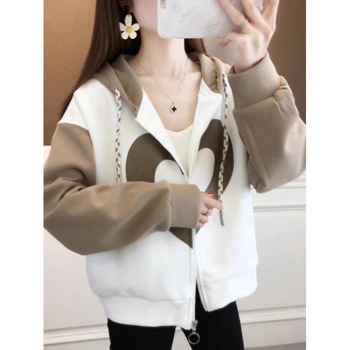 Women s Elegant Hooded Zipper Cardigan - Autumn 2023 Fashionable Age-Reducing Jacket Small белый