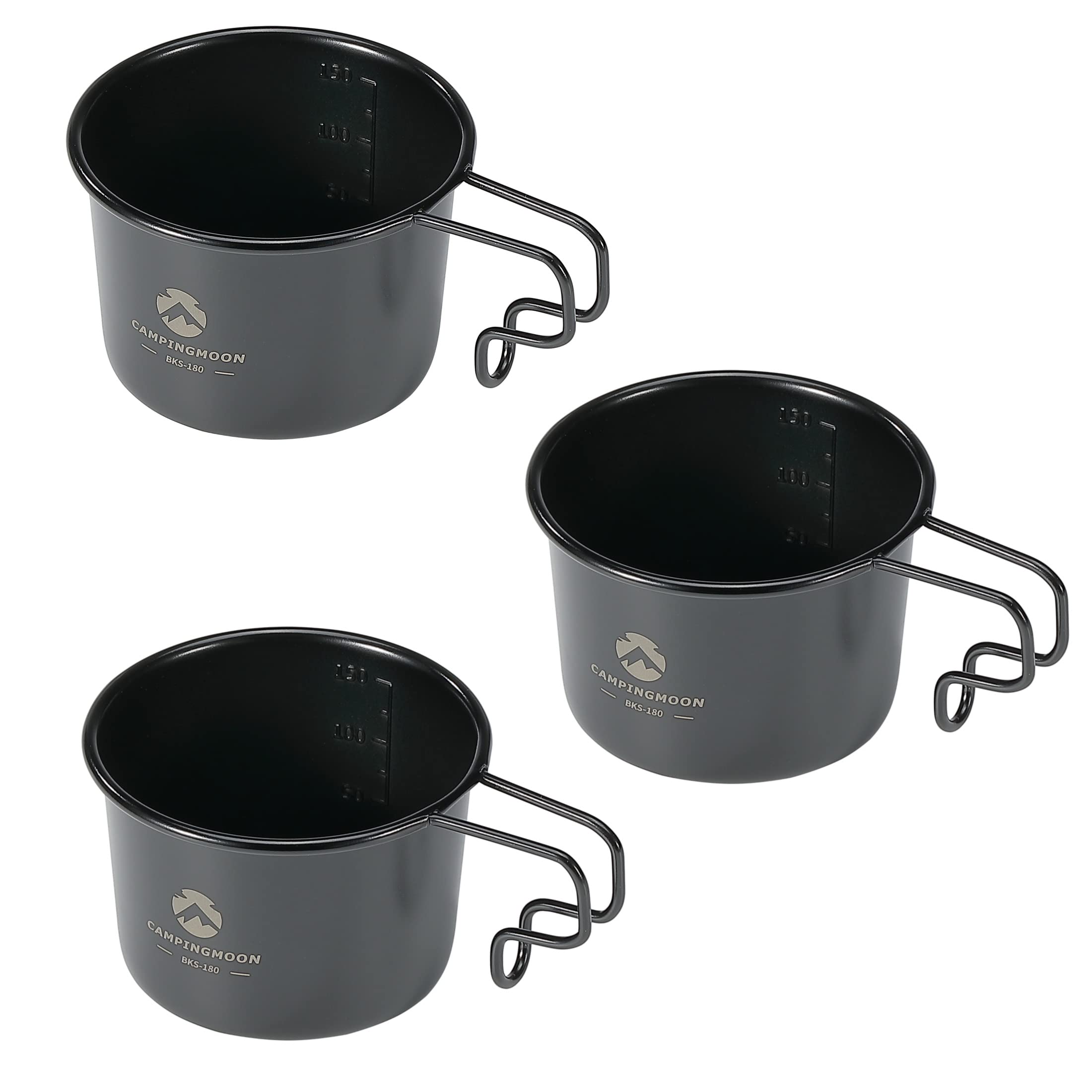 

CAMPING MOON Camping Coffee Solo Mug, Small, Black, 3-Piece Set, 160ml SOLO MUG BKS-180-3P
