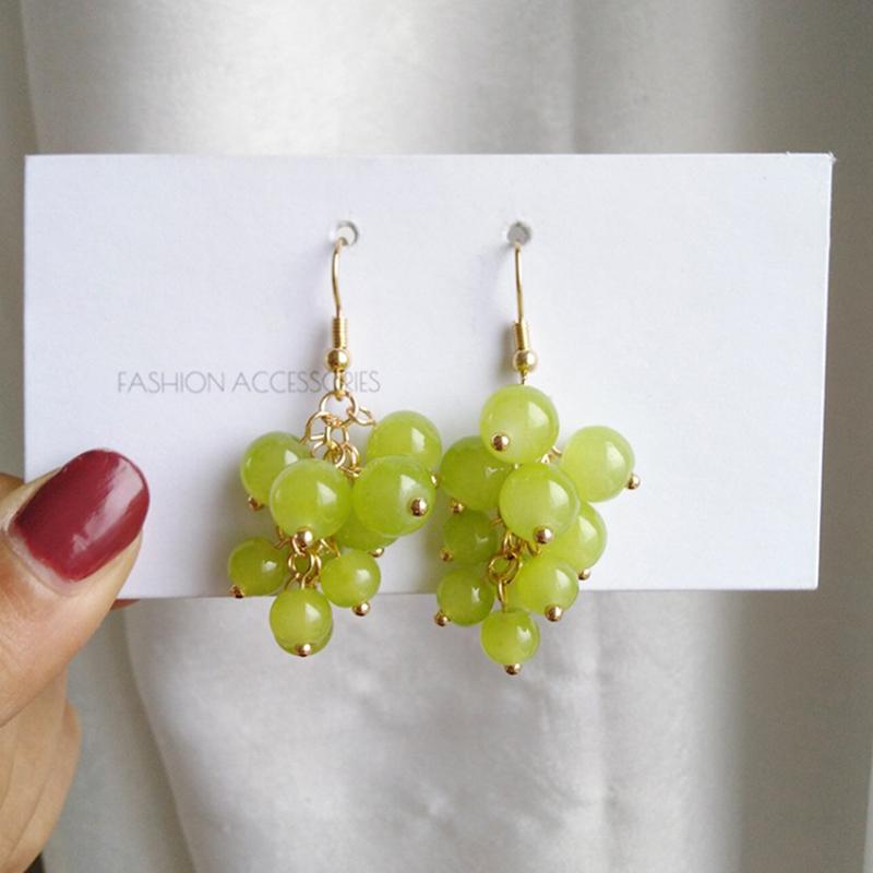 Cheap Lovely Design Purple Beads Grape Drop Earring For Woman Jewerly