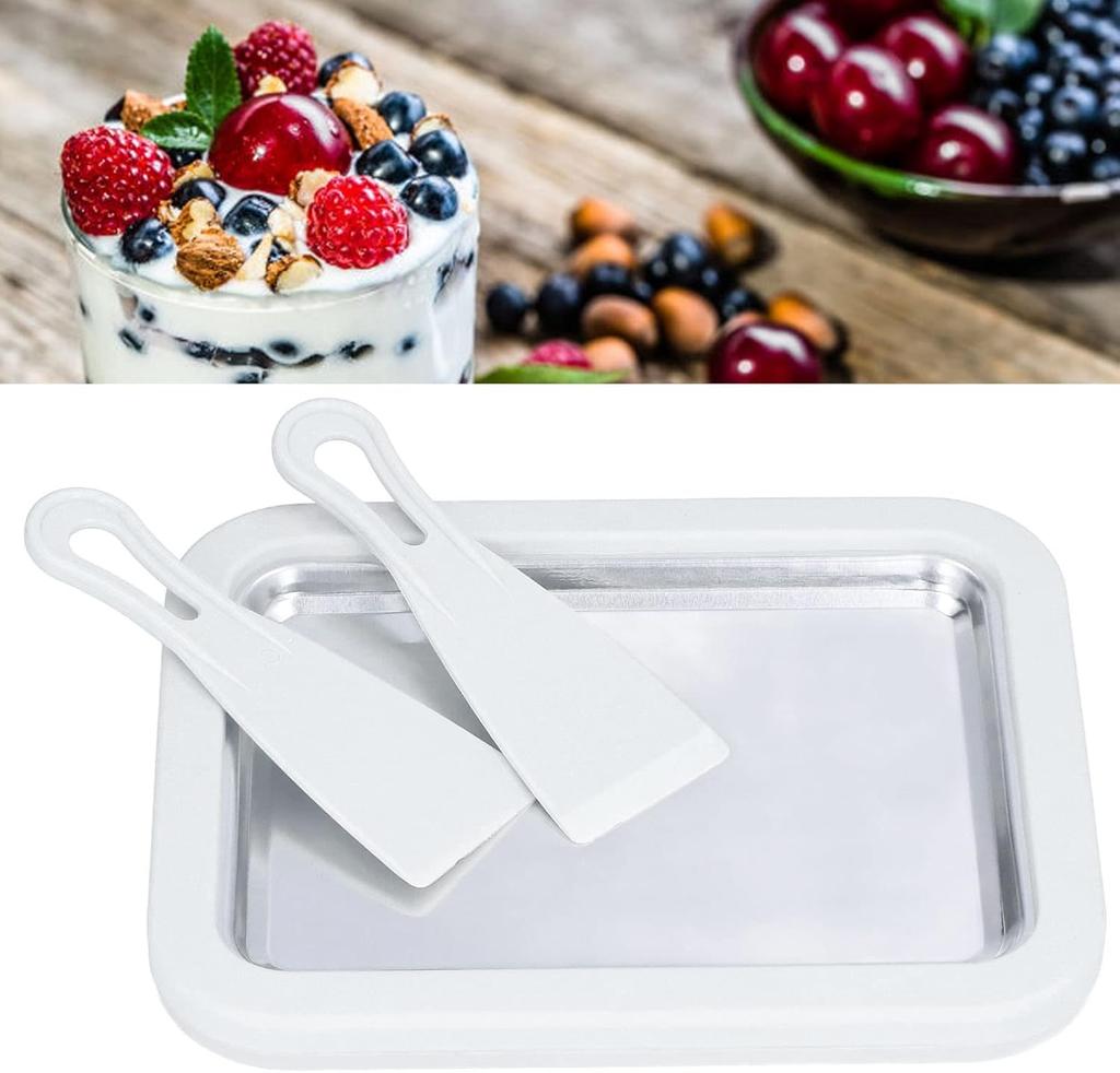 Plaque à Crème Glacée avec 2 Racloirs Plaque à Crème Glacée Multifonctionnelle Froide Sucrée Plaque pour Aliments Frits Froid Machine à Crème Glacée Roulée